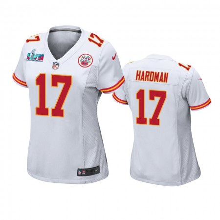 Camiseta Mujer NFL Kansas City Chiefs Mecole Hardman 17 Game Blanco Super Bowl LVII Camiseta Mujer NFL Kansas City Chiefs Mecole Hardman 17 Game Blanco Super Bowl LVII